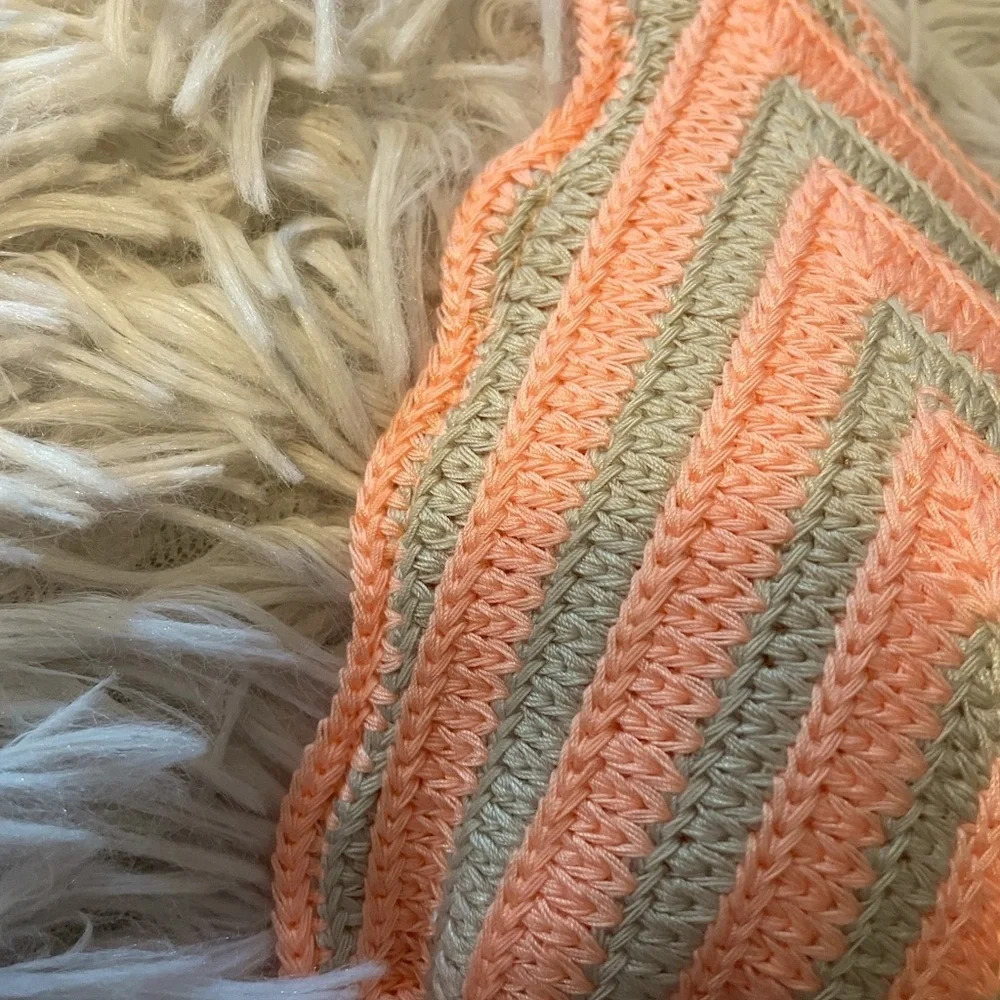 NWT Wild Fable Crocheted bikini top XXS in orange and gray Adjustable all straps - Picture 4 of 7